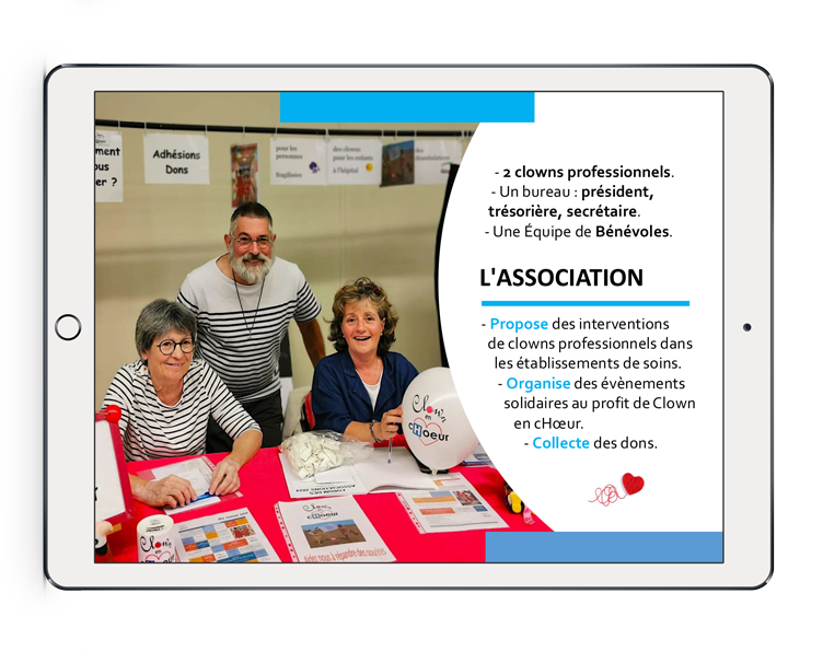 Graphiste print & web. a créé une plaquette de présentation de l'association sur powerpoint