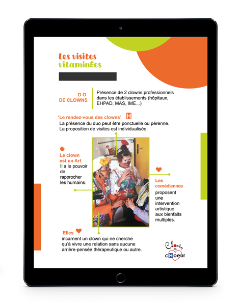 Graphiste print & web. Ca créé une fiche produit intitulée 'les visites vitaminées.